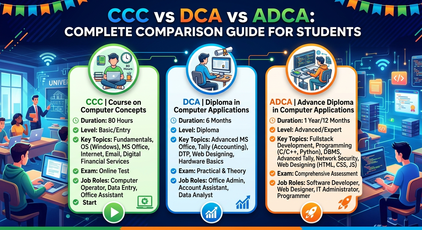 CCC vs DCA vs ADCA: Complete Comparison Guide for Students